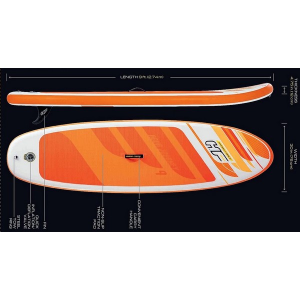 Продукт Bestway - Надуваем SUP борд AquaJorney 9, 274x76x12 cm, с гребло, помпа, лиш и раница за съхранение в комплекта - 0 - BG Hlapeta